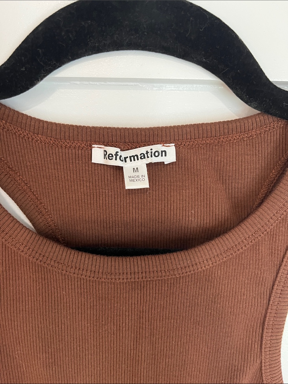 Reformation Chocolate Brown Ribbed Scoop Racerback Tank - Picture 2 of 6